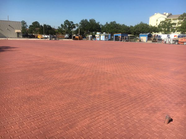 Photo of stamped concrete parkeing lost at Old Town Theme Park by CAM Contracting of Orlando